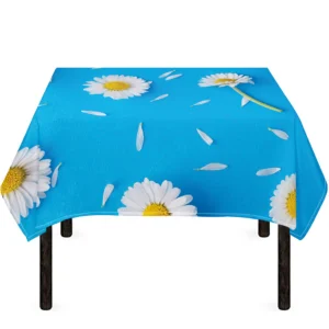 White Daisy Flower Print Tablecloth Kitchen Decor Home Decor