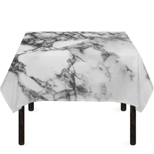 White Dark Grey Marble Print Tablecloth Kitchen Decor Home Decor