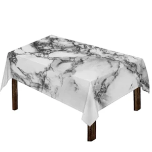 White Dark Grey Marble Print Tablecloth Kitchen Decor Home Decor