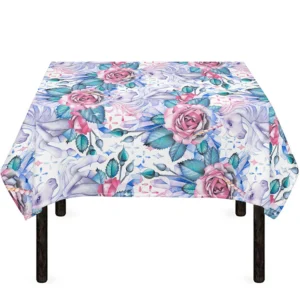 White Fairy Rose Unicorn Pattern Print Tablecloth Kitchen Decor Home Decor