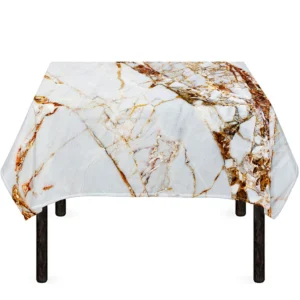 White Gold Grunge Marble Print Tablecloth Kitchen Decor Home Decor