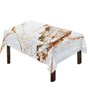 White Gold Grunge Marble Print Tablecloth Kitchen Decor Home Decor