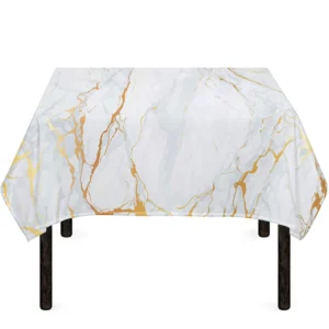 White Gold Scratch Marble Print Tablecloth Kitchen Decor Home Decor