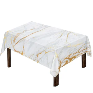 White Gold Scratch Marble Print Tablecloth Kitchen Decor Home Decor