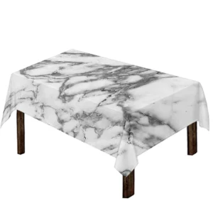 White Gray Marble Print Tablecloth Kitchen Decor Home Decor