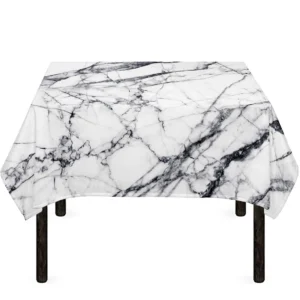 White Gray Scratch Marble Print Tablecloth Kitchen Decor Home Decor