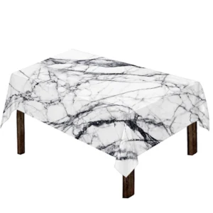 White Gray Scratch Marble Print Tablecloth Kitchen Decor Home Decor