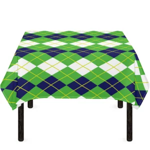 White Green And Navy Argyle Print Tablecloth Kitchen Decor Home Decor