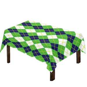 White Green And Navy Argyle Print Tablecloth Kitchen Decor Home Decor