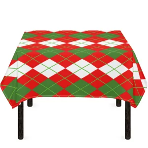 White Green And Red Argyle Pattern Print Tablecloth Kitchen Decor Home Decor