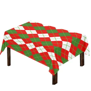 White Green And Red Argyle Pattern Print Tablecloth Kitchen Decor Home Decor