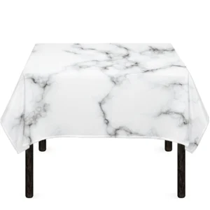 White Grey Smoke Marble Print Tablecloth Kitchen Decor Home Decor