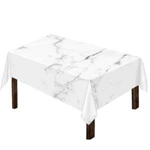 White Grunge Marble Print Tablecloth Kitchen Decor Home Decor