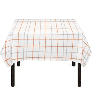 White Halloween Tattersall Pattern Print Tablecloth Kitchen Decor Home Decor