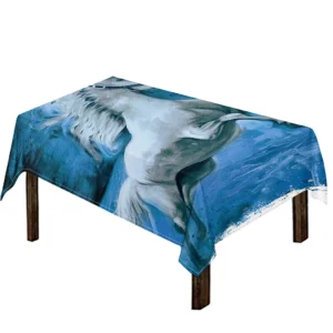 White Horse Painting Print Tablecloth Kitchen Decor Home Decor