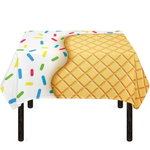 White Ice Cream Melted Print Tablecloth Kitchen Decor Home Decor