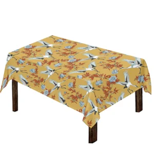 White Japanese Cranes Pattern Print Tablecloth Kitchen Decor Home Decor