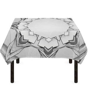 White Kaleidoscope Print Tablecloth Kitchen Decor Home Decor