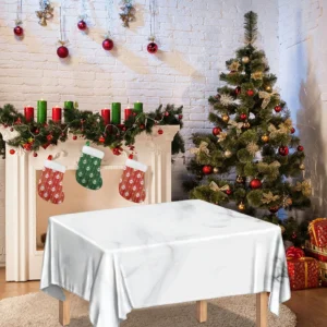 White Marble Print Tablecloth Kitchen Decor Home Decor