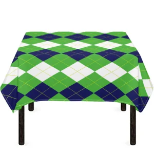 White Navy And Green Argyle Print Tablecloth Kitchen Decor Home Decor