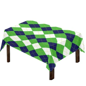 White Navy And Green Argyle Print Tablecloth Kitchen Decor Home Decor