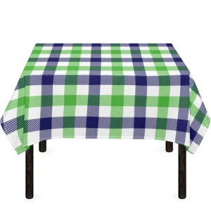 White Navy And Green Plaid Print Tablecloth Kitchen Decor Home Decor