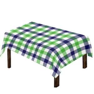 White Navy And Green Plaid Print Tablecloth Kitchen Decor Home Decor