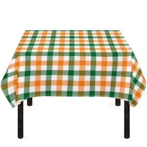 White Orange And Green Plaid Print Tablecloth Kitchen Decor Home Decor