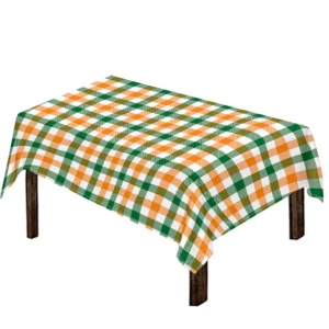 White Orange And Green Plaid Print Tablecloth Kitchen Decor Home Decor