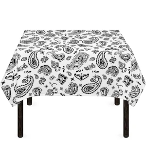 White Paisley Bandana Pattern Print Tablecloth Kitchen Decor Home Decor