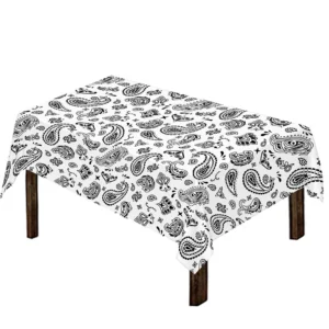 White Paisley Bandana Pattern Print Tablecloth Kitchen Decor Home Decor