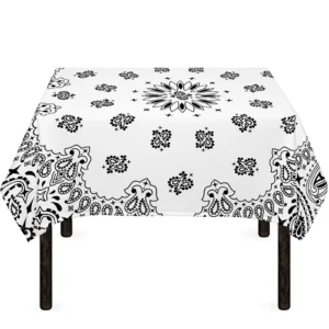 White Paisley Bandana Print Tablecloth Kitchen Decor Home Decor