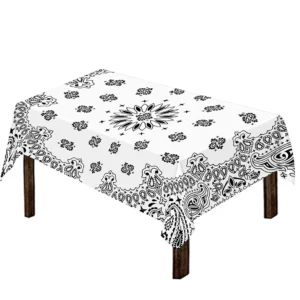 White Paisley Bandana Print Tablecloth Kitchen Decor Home Decor