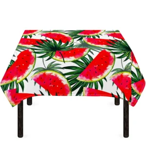 White Palm Leaf Watermelon Pattern Print Tablecloth Kitchen Decor Home Decor