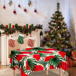 White Palm Leaf Watermelon Pattern Print Tablecloth Kitchen Decor Home Decor