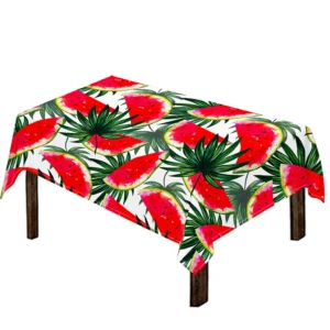 White Palm Leaf Watermelon Pattern Print Tablecloth Kitchen Decor Home Decor