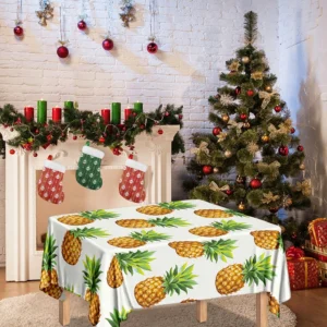 White Pineapple Pattern Print Tablecloth Kitchen Decor Home Decor
