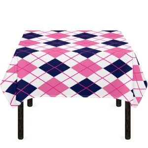 White Pink And Blue Argyle Pattern Print Tablecloth Kitchen Decor Home Decor