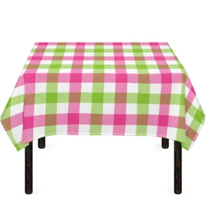 White Pink And Green Buffalo Plaid Print Tablecloth Kitchen Decor Home Decor
