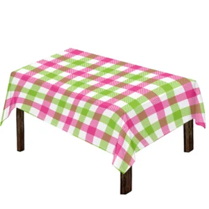 White Pink And Green Buffalo Plaid Print Tablecloth Kitchen Decor Home Decor