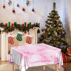 White Pink Marble Print Tablecloth Kitchen Decor Home Decor