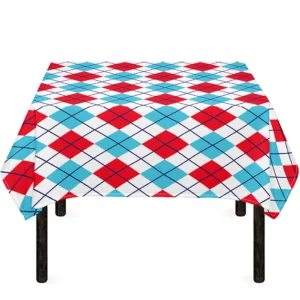 White Red And Blue Argyle Pattern Print Tablecloth Kitchen Decor Home Decor