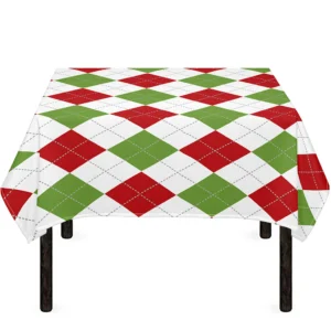 White Red And Green Argyle Pattern Print Tablecloth Kitchen Decor Home Decor