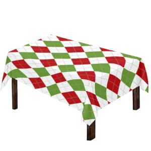 White Red And Green Argyle Pattern Print Tablecloth Kitchen Decor Home Decor