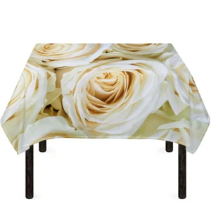 White Rose Print Tablecloth Kitchen Decor Home Decor