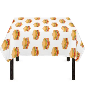 White Sandwiches Pattern Print Tablecloth Kitchen Decor Home Decor