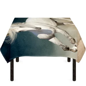 White Stallion Horse Print Tablecloth Kitchen Decor Home Decor