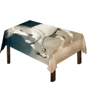 White Stallion Horse Print Tablecloth Kitchen Decor Home Decor