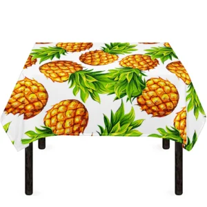 White Summer Pineapple Pattern Print Tablecloth Kitchen Decor Home Decor