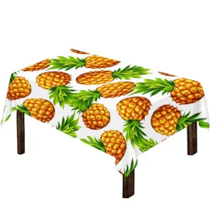 White Summer Pineapple Pattern Print Tablecloth Kitchen Decor Home Decor